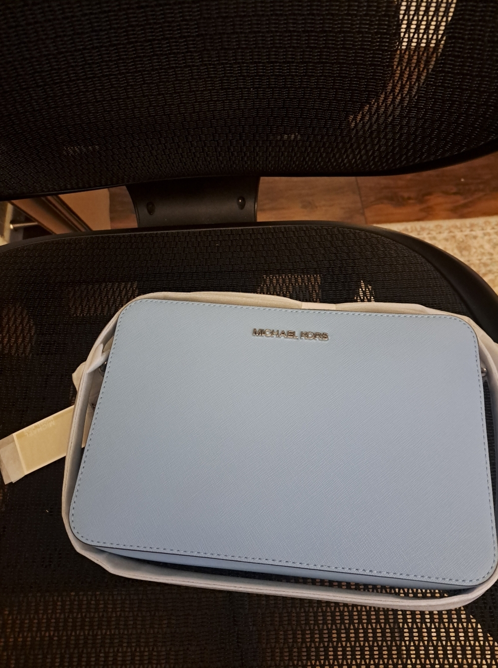 NWT Michael Kors Powder Blue Crossbody Bag with Gold Hardware - Picture 2 of 5